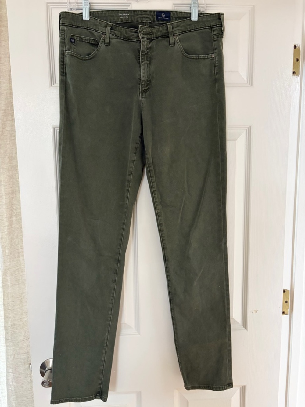 AG Olive Green Cigarette Leg Jeans